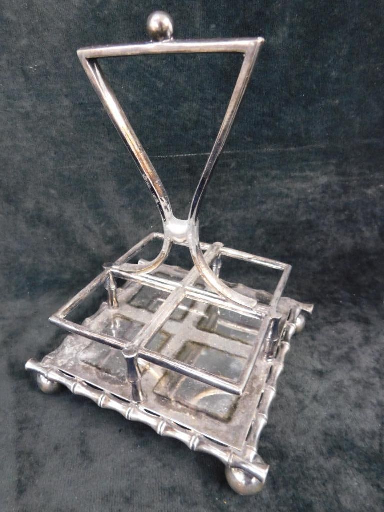 Metal And Glass Sheffield James Deakin Condiment Caddy - 8" x 6" x 6" - 3
