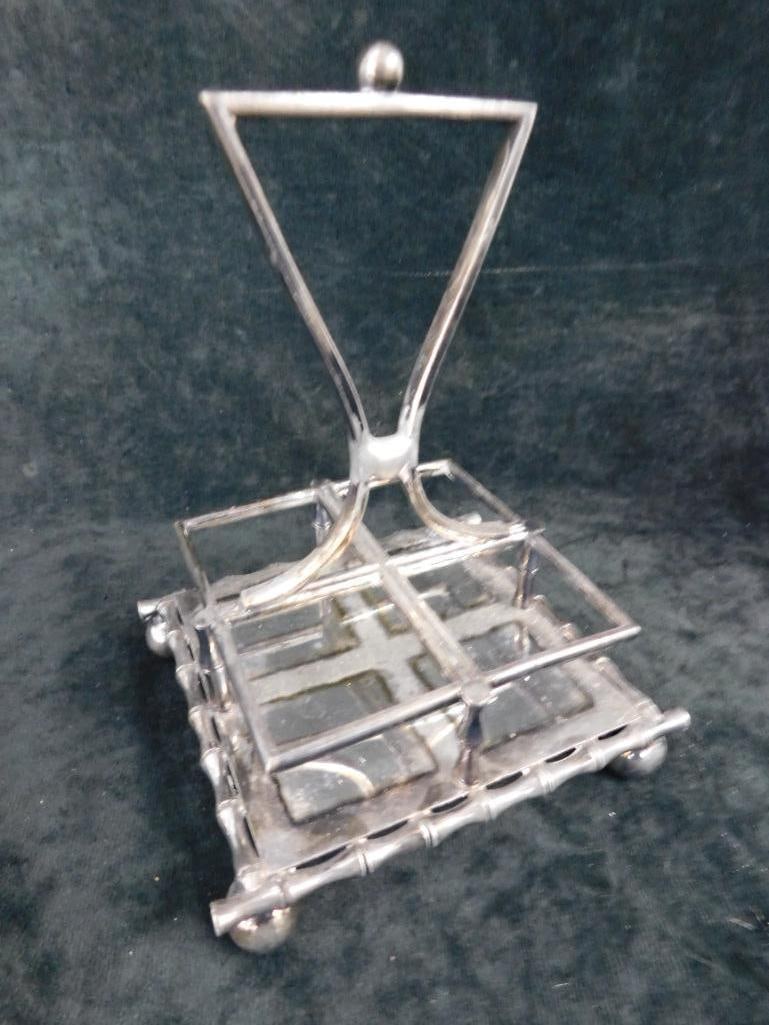 Metal And Glass Sheffield James Deakin Condiment Caddy - 8" x 6" x 6" - 6