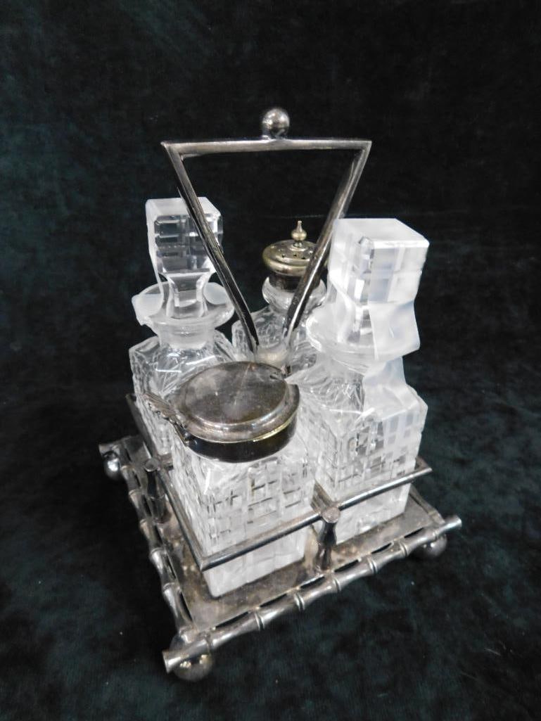 Metal And Glass Sheffield James Deakin Condiment Caddy - 8" x 6" x 6" - 7