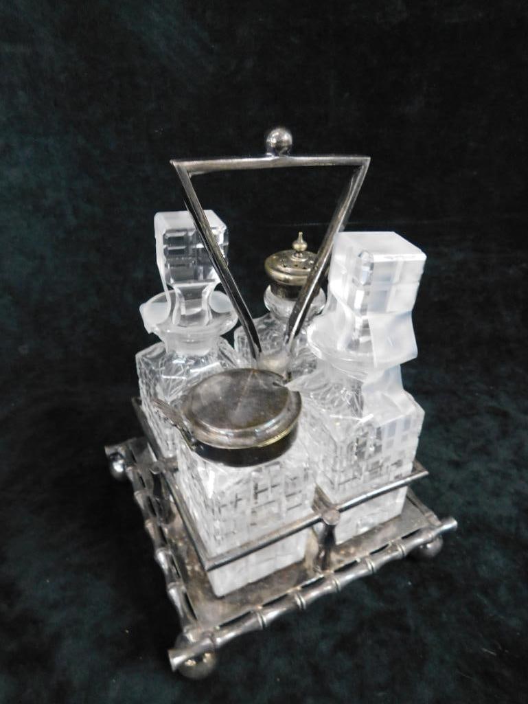 Metal And Glass Sheffield James Deakin Condiment Caddy - 8" x 6" x 6" - 8