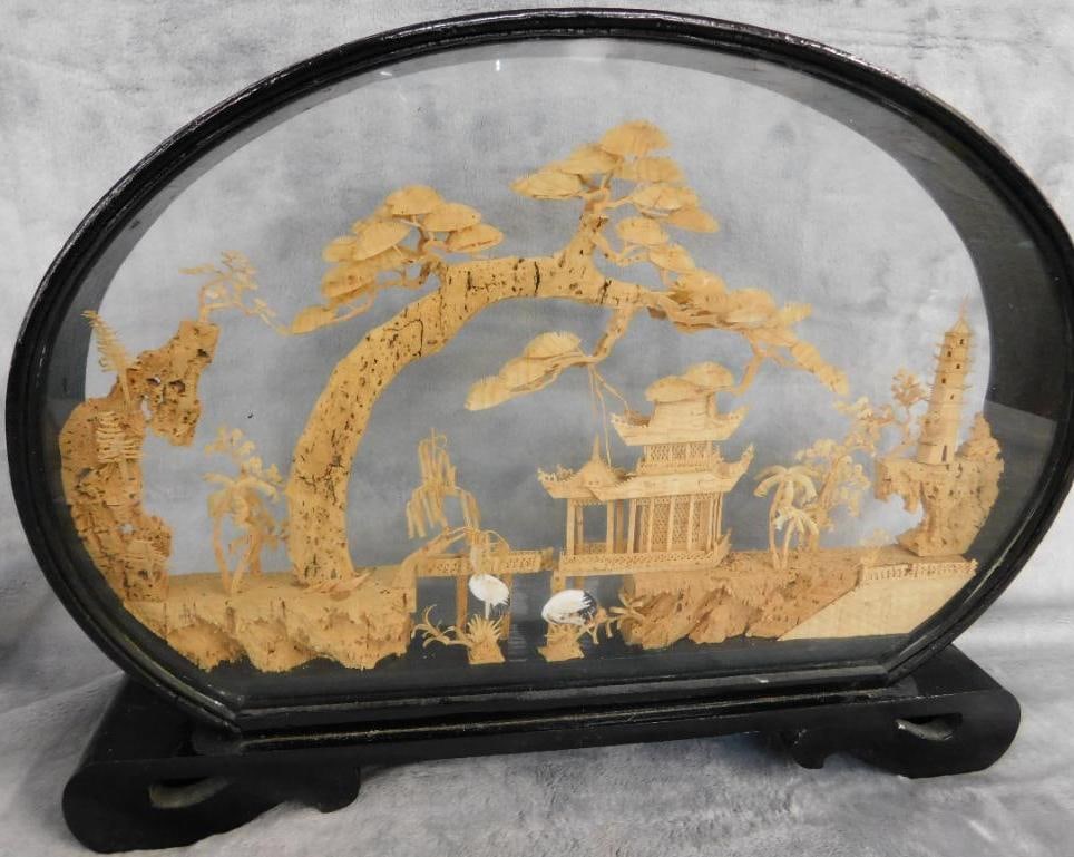 Large Encased Cork Sculpture - 11.25" x 15" x 2.5": See Photos For Description and Condition