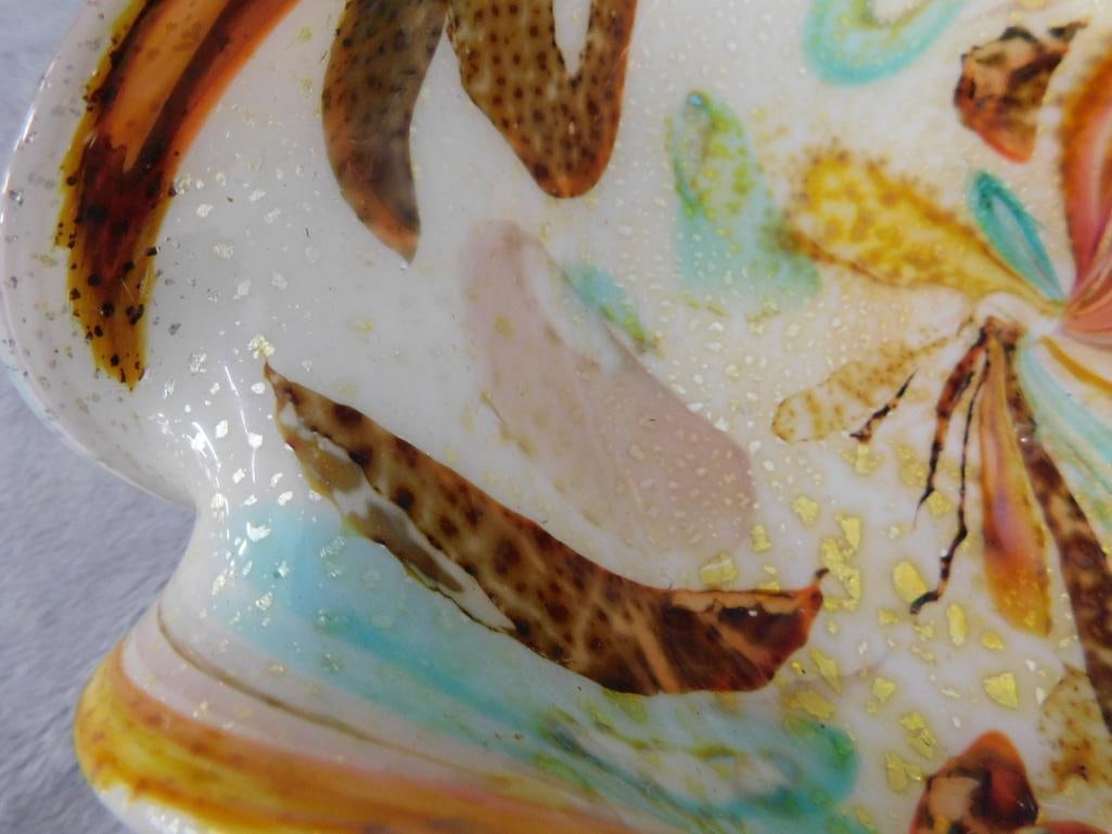MCM Mid Century Murano Blown Glass Bowl - Ruffled Edge - 3" x 8" x 8" - 5
