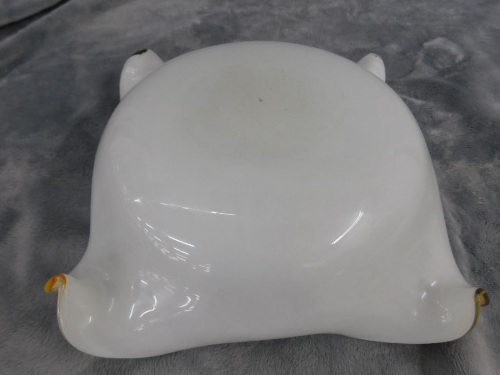 MCM Mid Century Murano Blown Glass Bowl - Ruffled Edge - 3" x 8" x 8" - 8