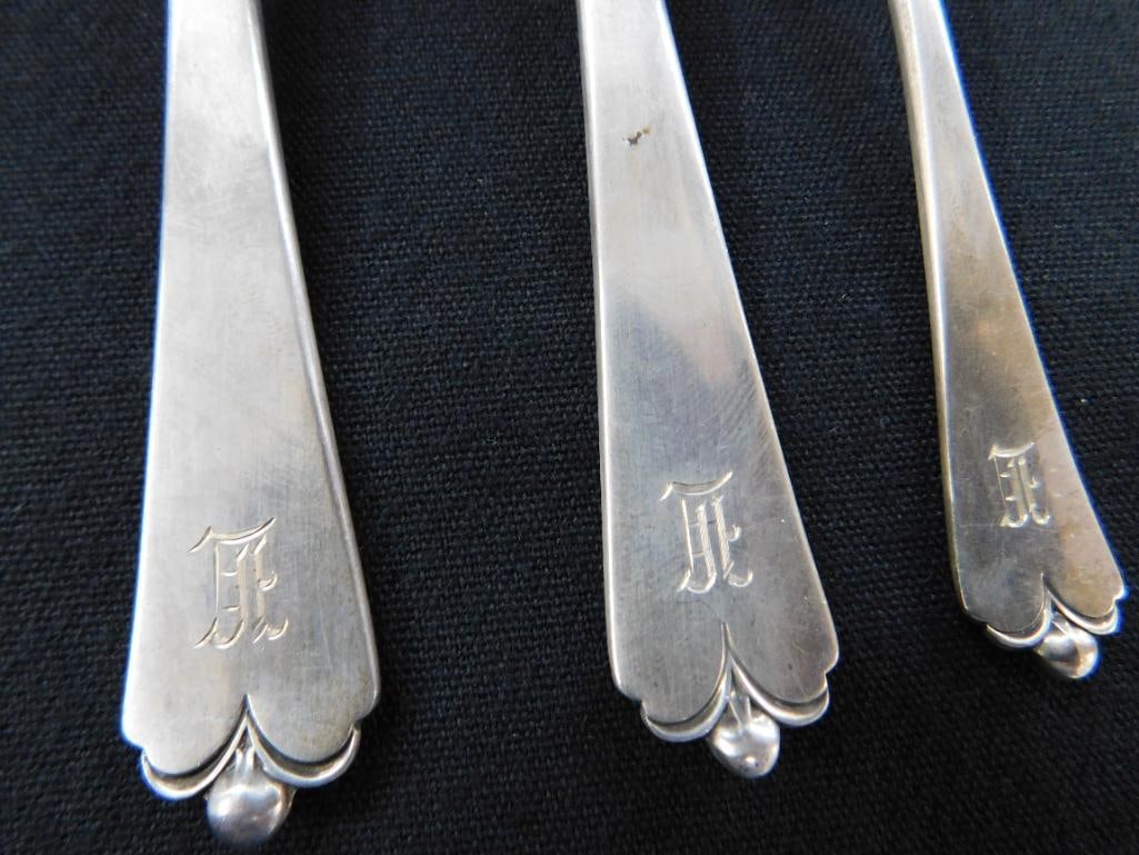 Sterling Silver - 2 Forks and a Server - Lotus Pattern - Monogrammed - 75 Grams - 2