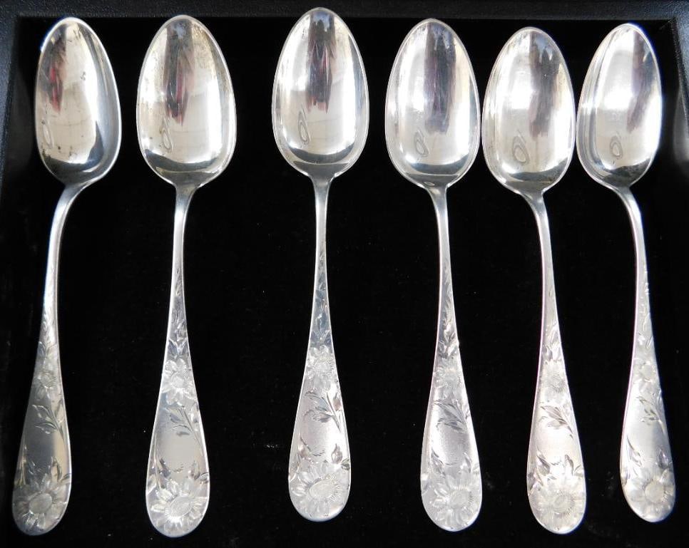 Sterling Silver - 6-5.75" Teaspoons - 108 Grams: Monogrammed on Back - See Photos For Description and Condition