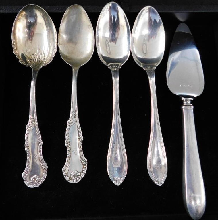 Sterling Silver - 2-5 7/8" Monogrammed Teaspoons - 2-5.75" Serving - 89 Grams (1 of 10)