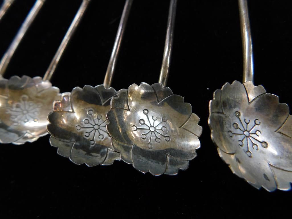 Sterling Silver - 6 Asian Iced Tea Straw Spoons - 9" - 64 Grams - 3