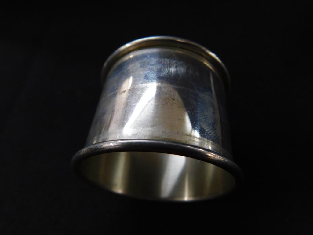 Sterling Silver - 2 Napkin Rings - 1 Monogrammed Serving Spoon - 143 Grams - 6