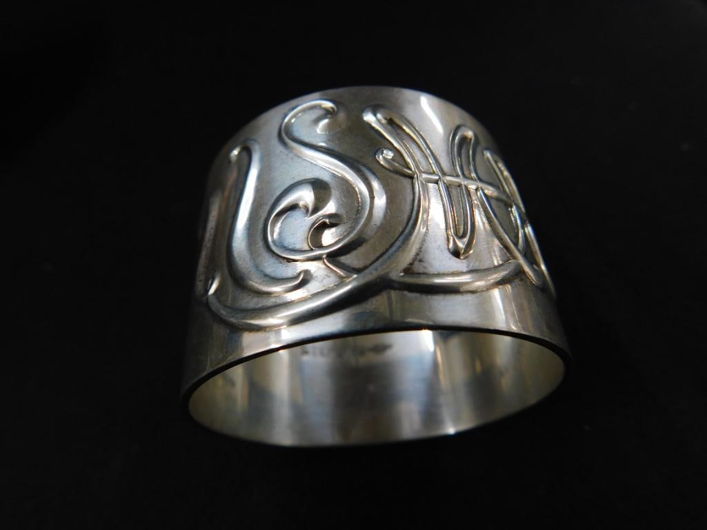 Sterling Silver - 2 Napkin Rings - 1 Monogrammed Serving Spoon - 143 Grams - 8