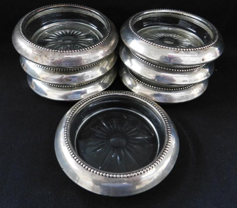 Sterling Silver - 7 Matching Rimmed Coasters (1 of 7)
