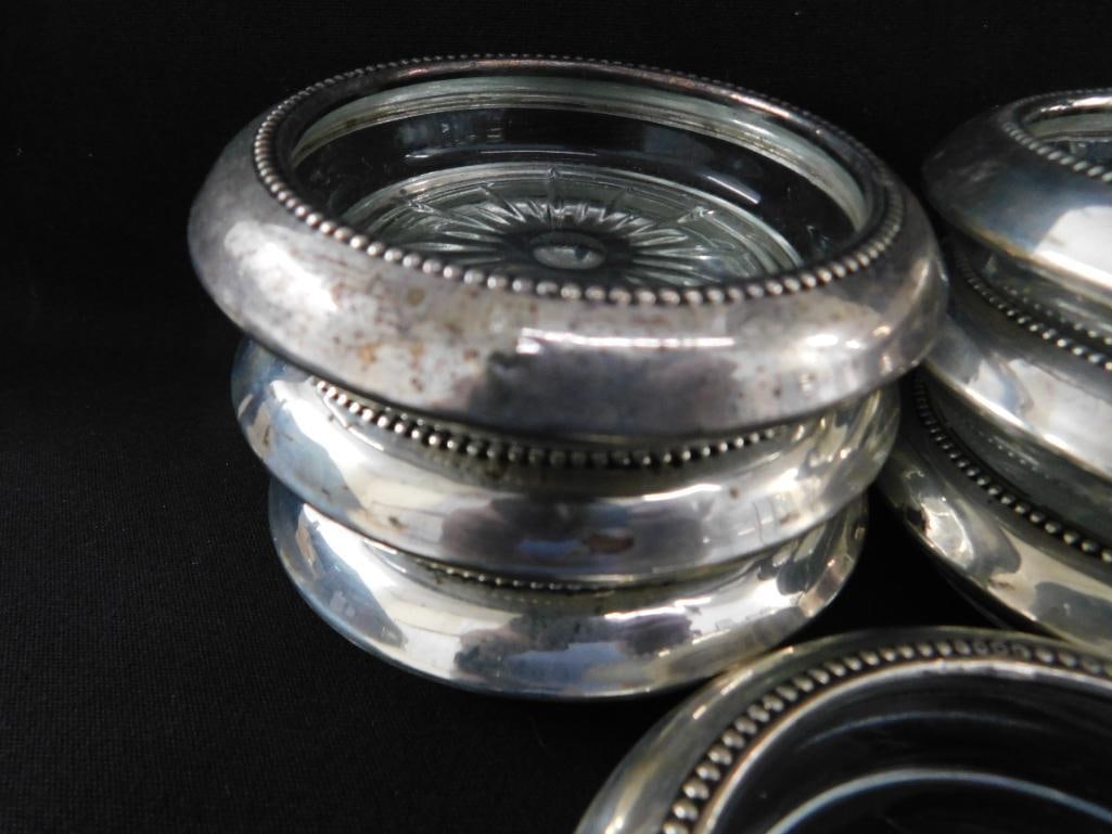 Sterling Silver - 7 Matching Rimmed Coasters - 2