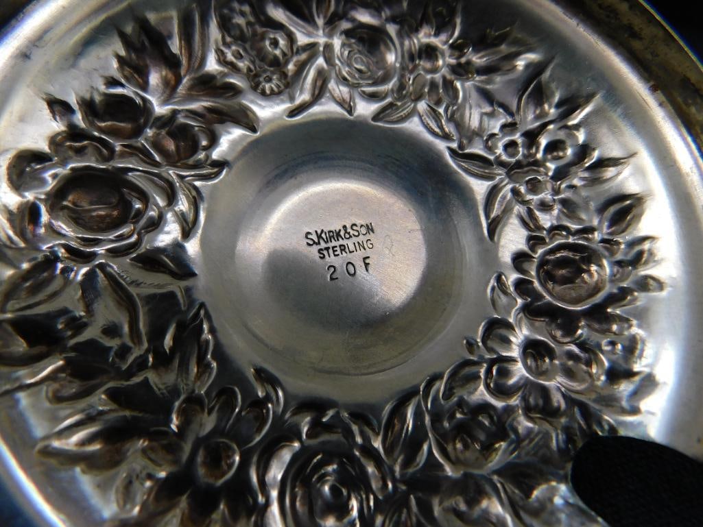 Sterling Silver - Lidded Honey Pot with Etched Glass Base - Lid Weighs 39 Grams - 4