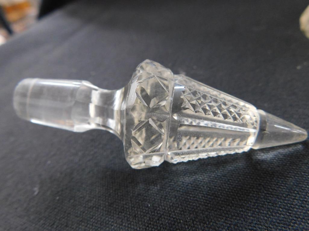 Sterling Silver - Cut Crystal Perfume Bottle With Wide Sterling Band - 3