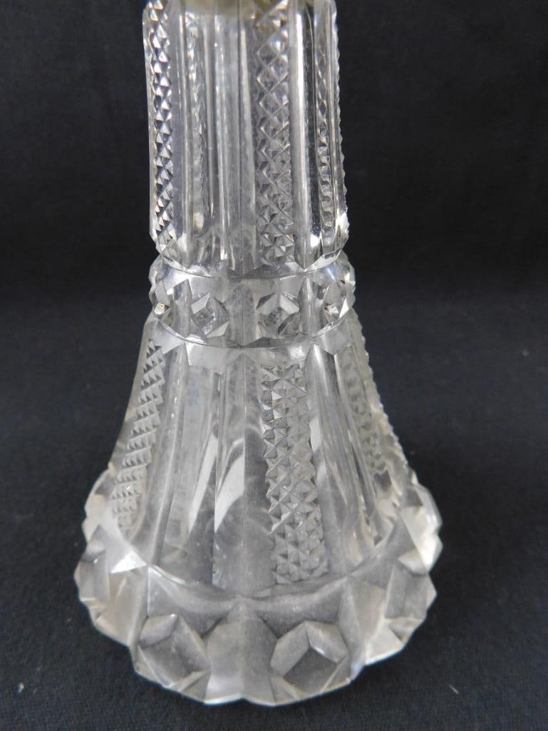 Sterling Silver - Cut Crystal Perfume Bottle With Wide Sterling Band - 6