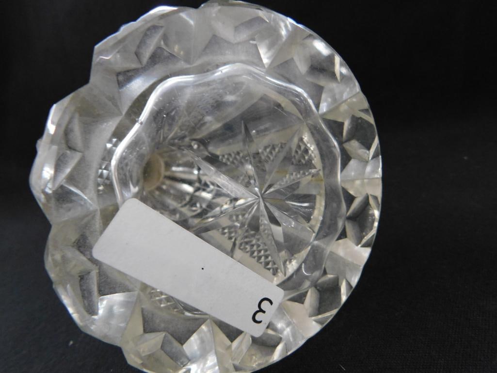 Sterling Silver - Cut Crystal Perfume Bottle With Wide Sterling Band - 7