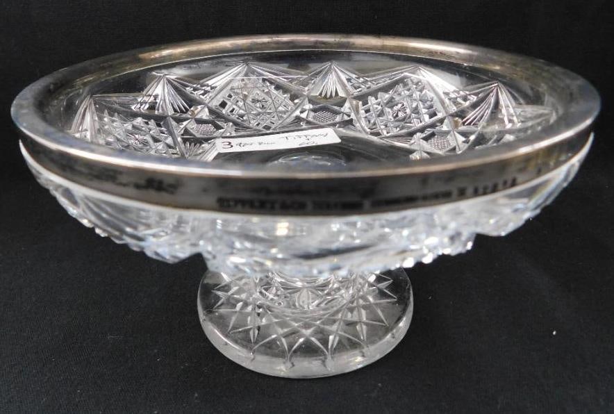 Sterling Silver - Tiffany and Co. Rimmed Cut Glass Compote: See Photos For Description and Condition