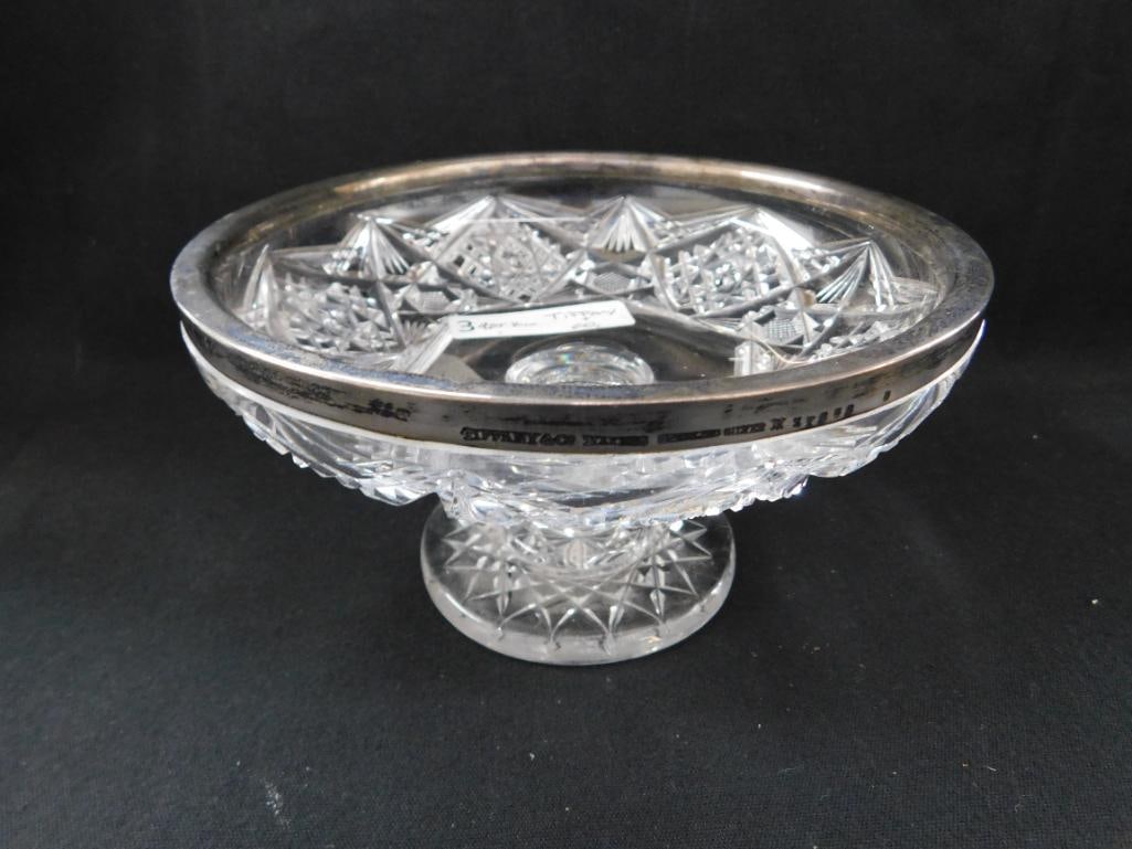 Sterling Silver - Tiffany and Co. Rimmed Cut Glass Compote - 9