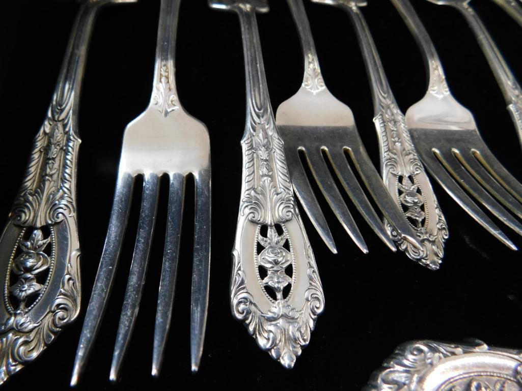 Sterling Silver - Flatware Set - Wallace - Rose Point Pattern - 525 Grams Not Including Weighted - 10
