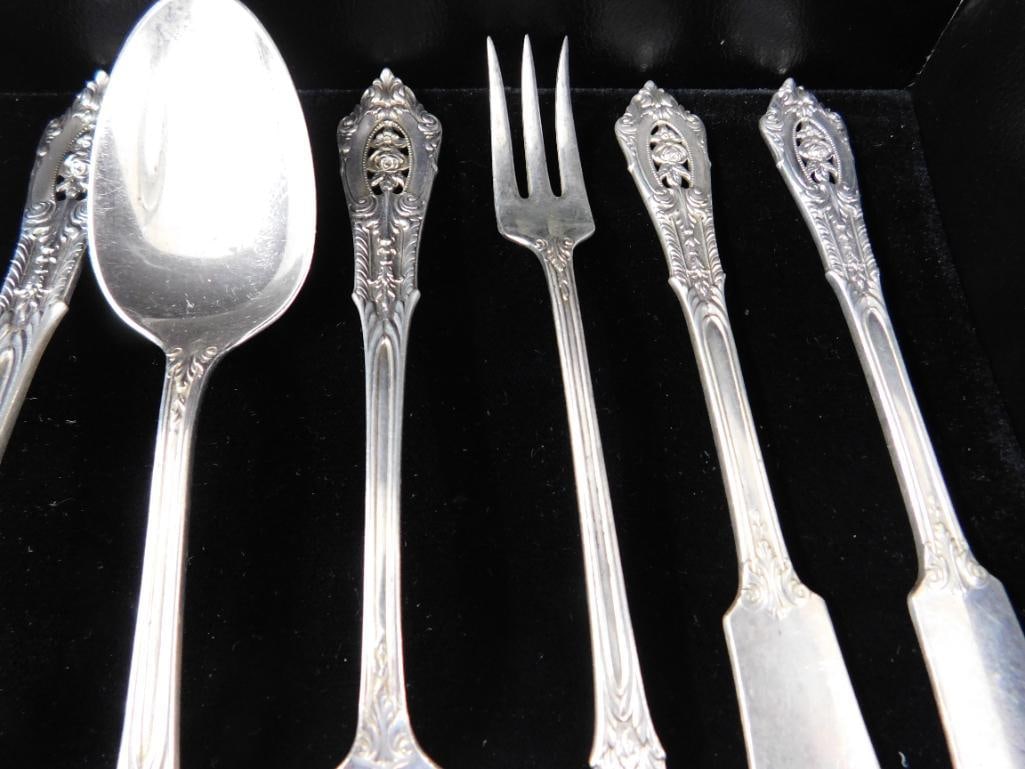 Sterling Silver - Flatware Set - Wallace - Rose Point Pattern - 525 Grams Not Including Weighted - 12