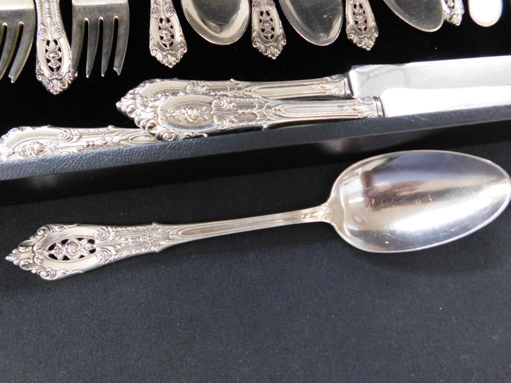 Sterling Silver - Flatware Set - Wallace - Rose Point Pattern - 525 Grams Not Including Weighted - 6