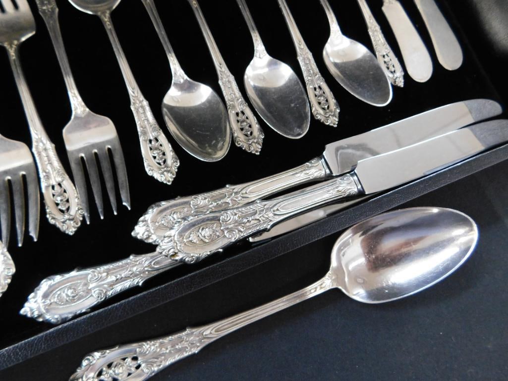 Sterling Silver - Flatware Set - Wallace - Rose Point Pattern - 525 Grams Not Including Weighted - 7