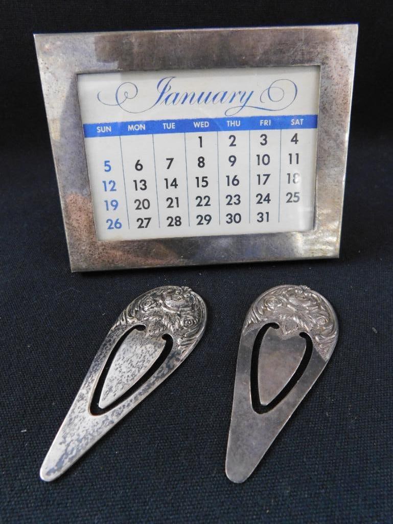 Sterling Silver - Tiffany and Co. Framed Calendar - 2 Kirk and Son Bookmarks - - 12