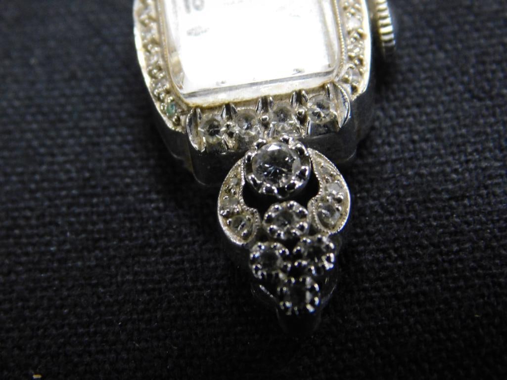 14K White Gold - Lady Hamilton Ladies Watch Head - Diamonds - 9.21 Grams TW - 3