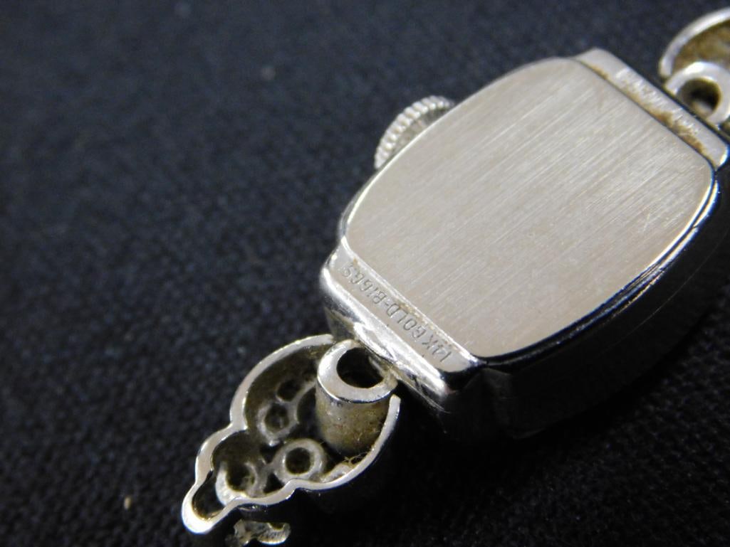 14K White Gold - Lady Hamilton Ladies Watch Head - Diamonds - 9.21 Grams TW - 7