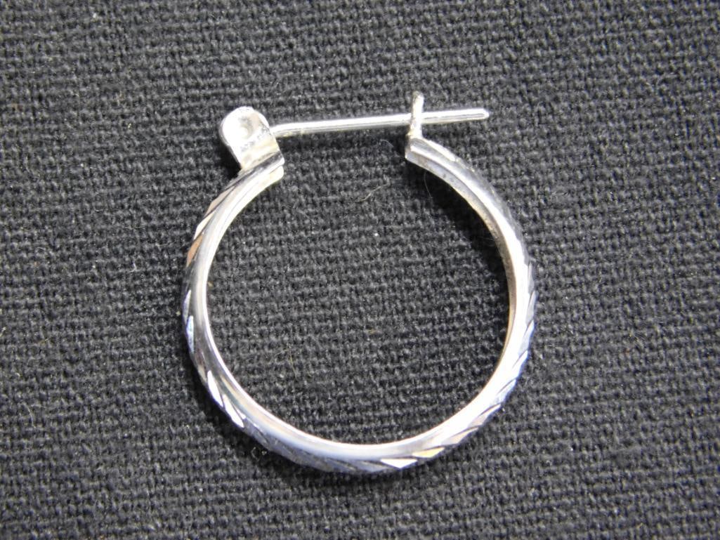 14K White Gold - Pierced Hoop Earrings - 1.74 Grams - 2