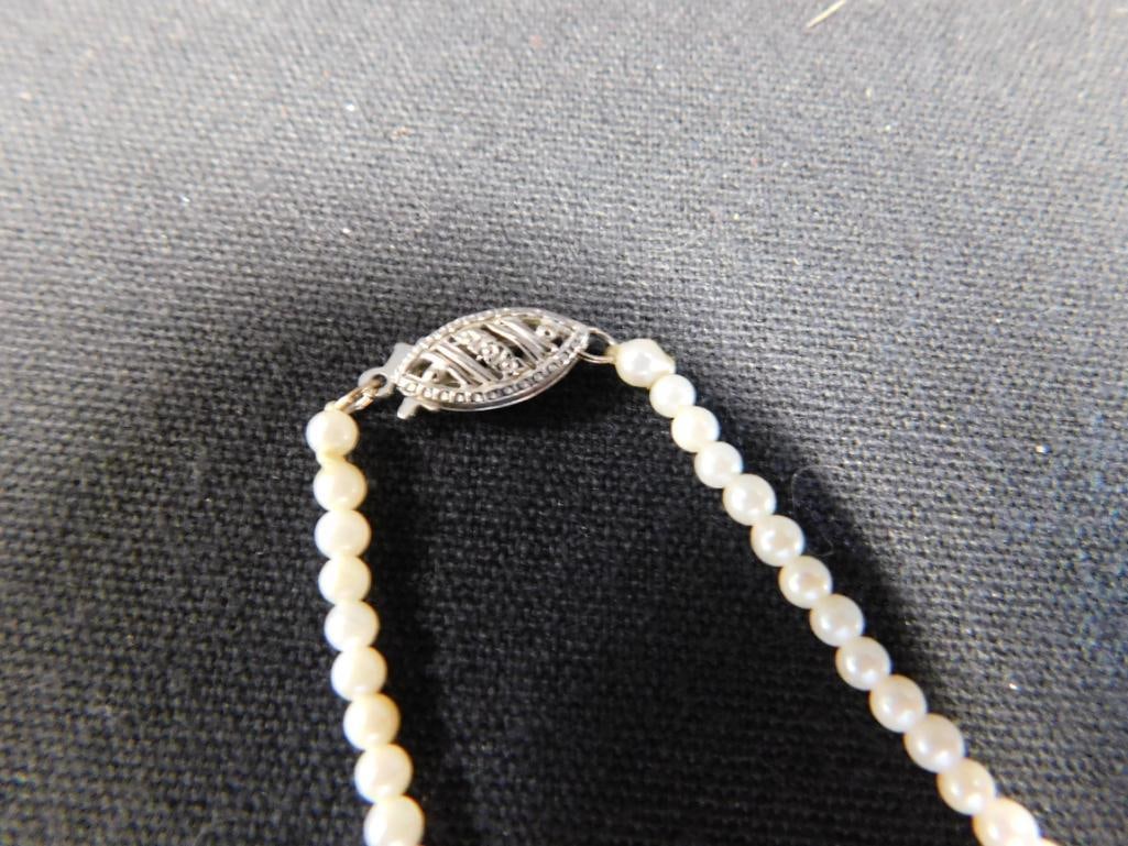 14K Yellow Gold - Clasp Only 14" Pearl Necklace - - 2