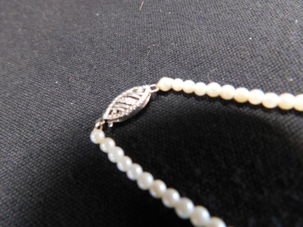 14K Yellow Gold - Clasp Only 14" Pearl Necklace - - 4