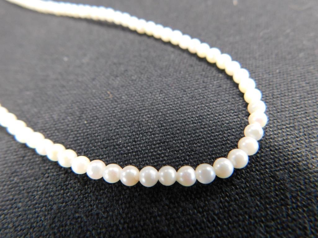 14K Yellow Gold - Clasp Only 14" Pearl Necklace - - 5