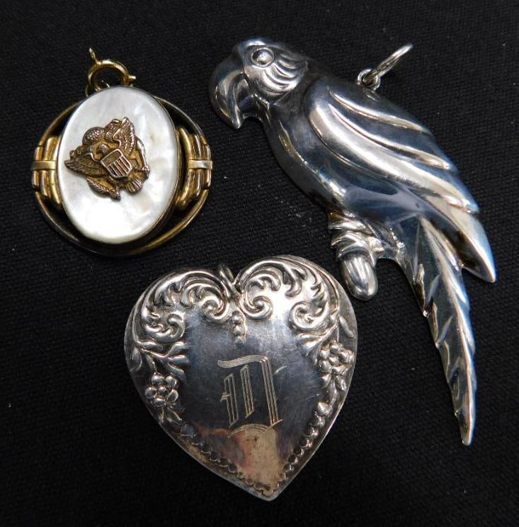 Sterling Silver - 3 Pendants - 21.06 Grams TW: See Photos For Description and Condition