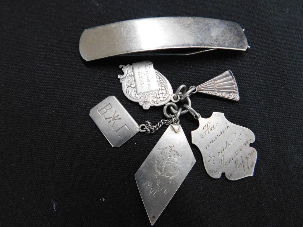 Sterling Silver - Barret and Old Charms - 21.07 Grams - 9