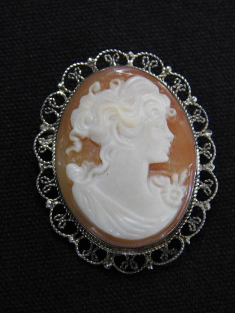 Sterling Silver - 1 Sterling Cameo - 1 800 Silver cameo - 15.16 Grams TW - 2