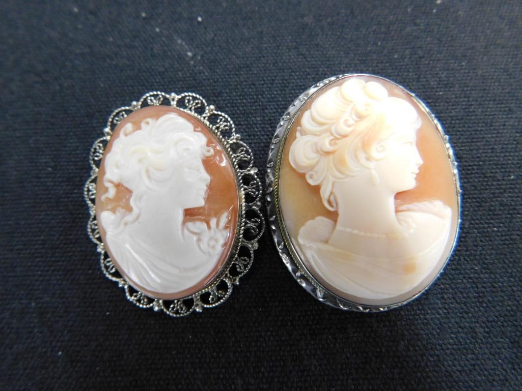 Sterling Silver - 1 Sterling Cameo - 1 800 Silver cameo - 15.16 Grams TW - 8