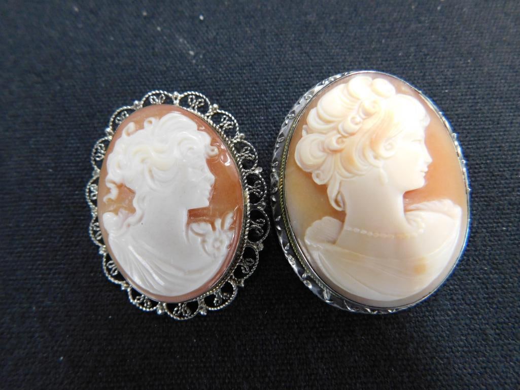 Sterling Silver - 1 Sterling Cameo - 1 800 Silver cameo - 15.16 Grams TW - 9