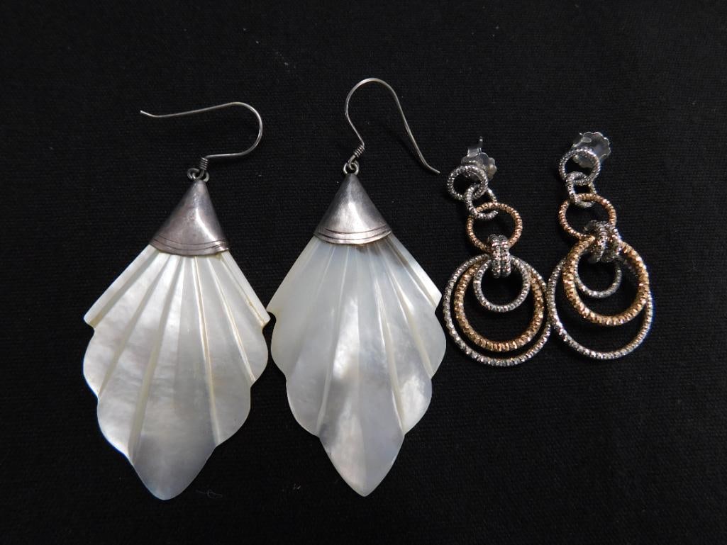 Sterling Silver - 2 Pairs of Pierced Earrings - 18.82 Grams TW - 4
