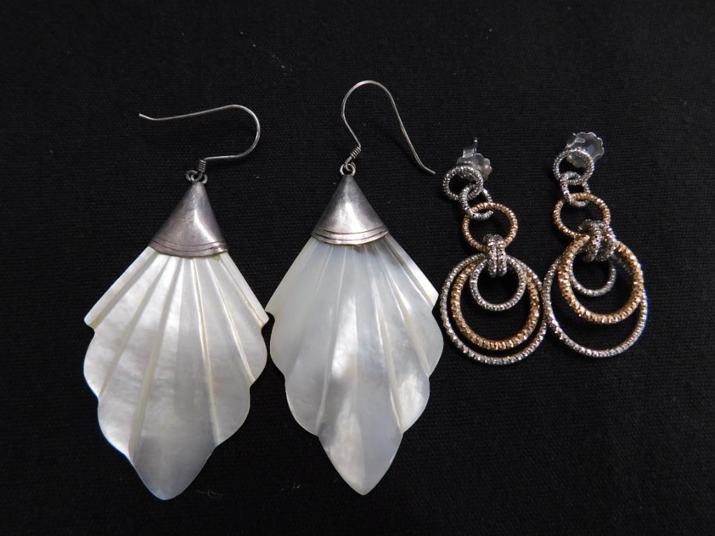 Sterling Silver - 2 Pairs of Pierced Earrings - 18.82 Grams TW - 5