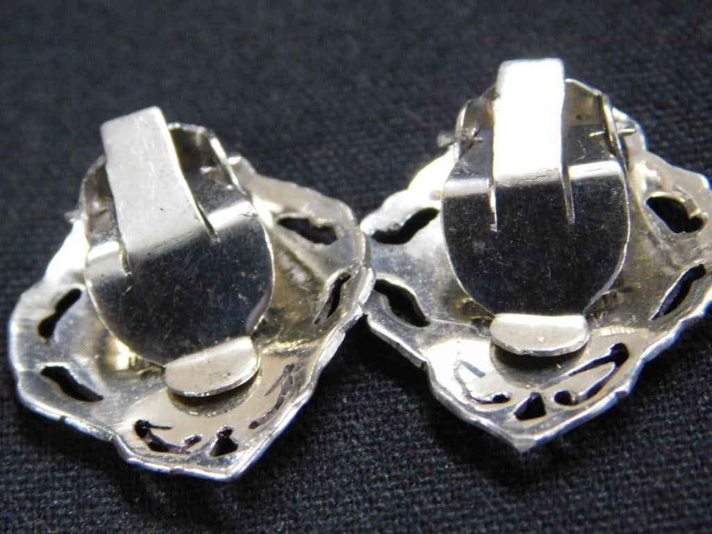 Sterling Silver - 3 Pairs Of Earrings - 1 Screw Back 1 Clip On - 1 Pierced - 17.75 Grams - 3