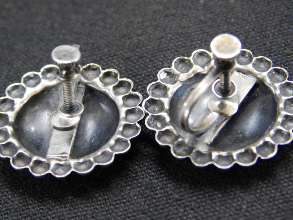 Sterling Silver - 3 Pairs Of Earrings - 1 Screw Back 1 Clip On - 1 Pierced - 17.75 Grams - 5