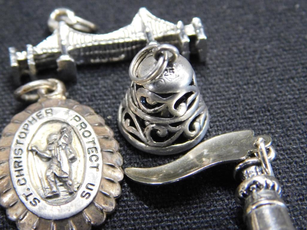 Sterling Silver - 11 Charms - 28.20 Grams TW - 8