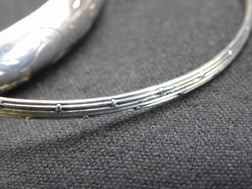 Sterling Silver - Pair of Bangle Bracelets - 21.42 Grams - 5