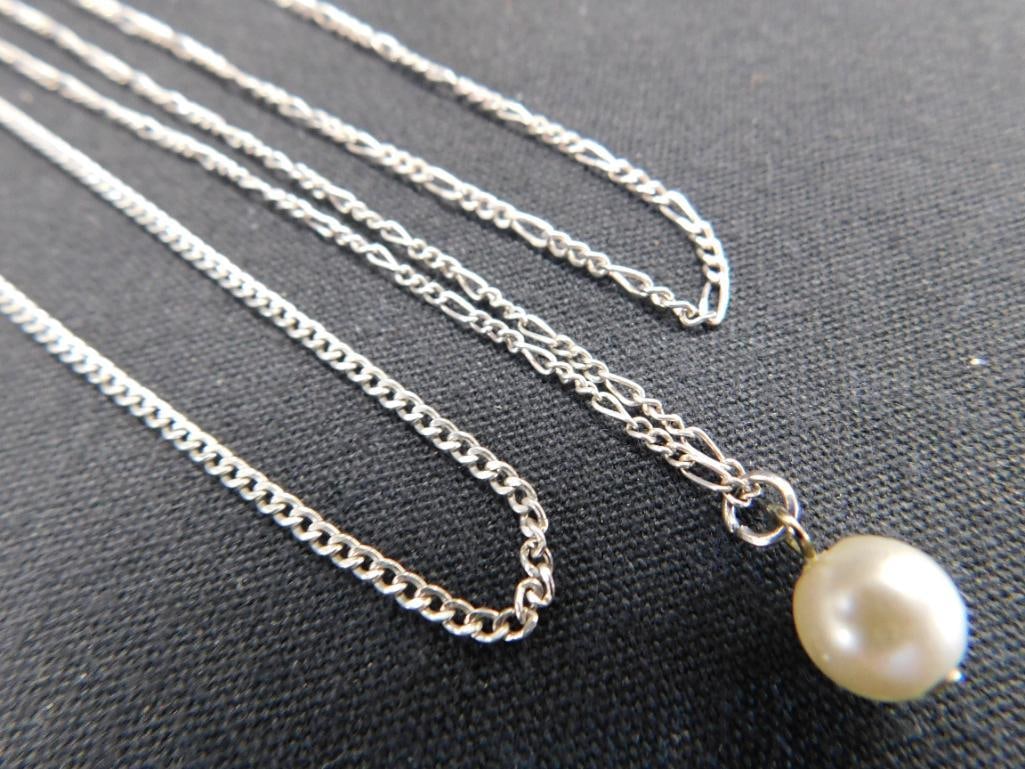 Sterling Silver - 3-18" Necklaces - 8.5 Grams: See Photos For Description and Condition