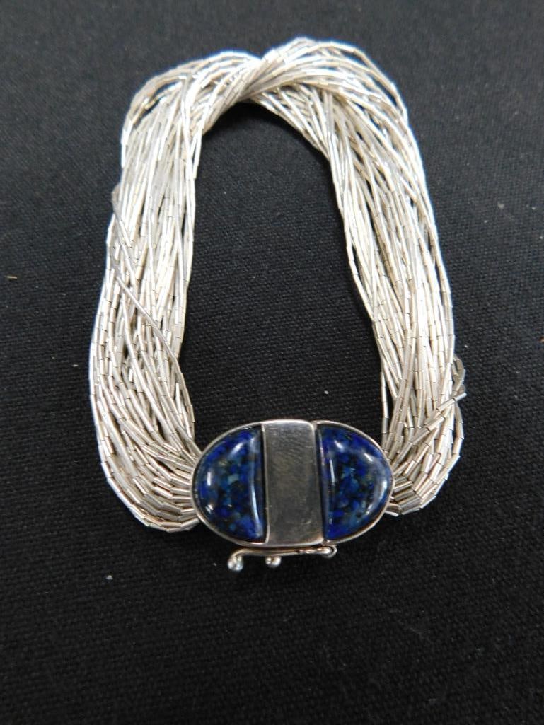 Sterling Silver - 7.5" Liquid Silver Bracelet with fancy Clasp - 27.25 Grams TW - 8
