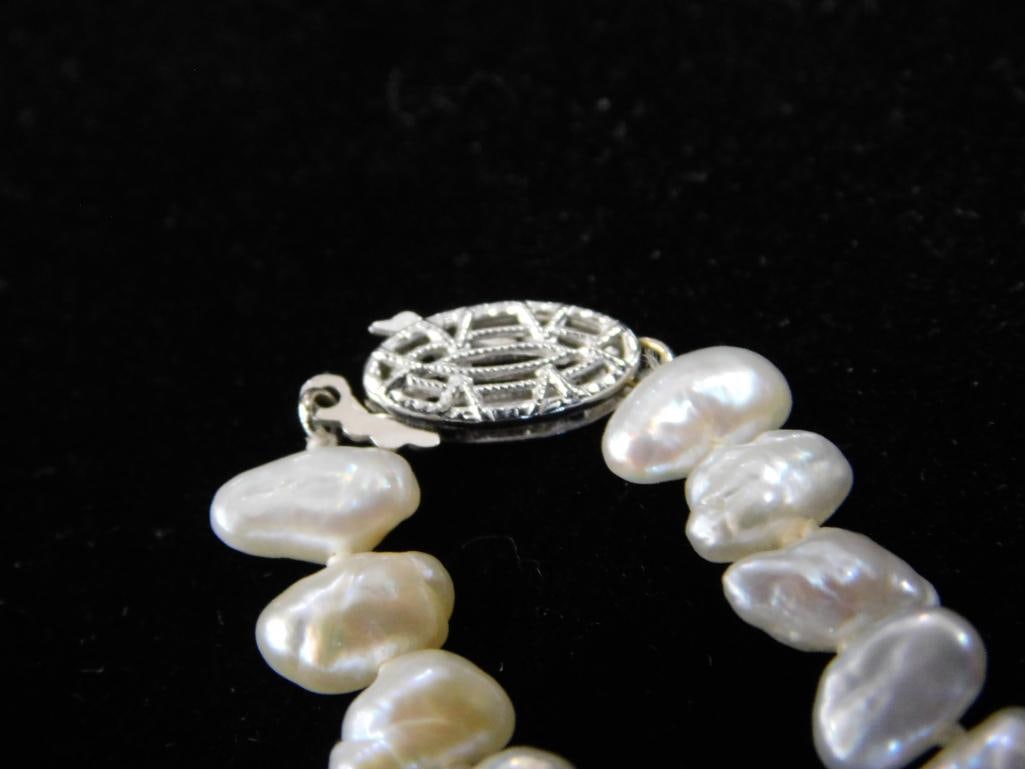 14K Yellow Gold Clasps - 3 Pearl Necklace - 16" - 17" - 18" - 5