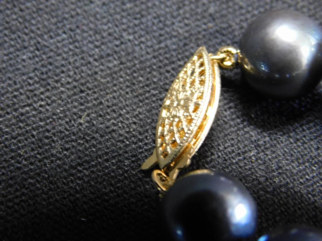 14K Gold Clasp - Dark Pearl 18" Necklace - 3