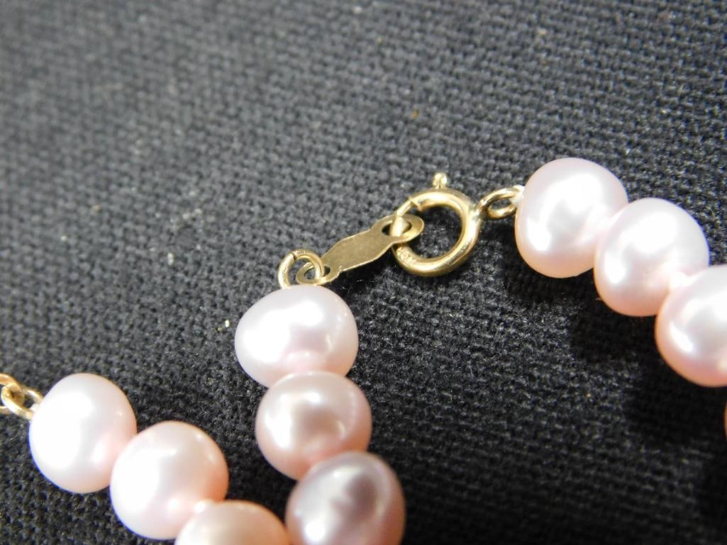 14K Clasps - 2-18" Pink Pearl Necklaces - 4