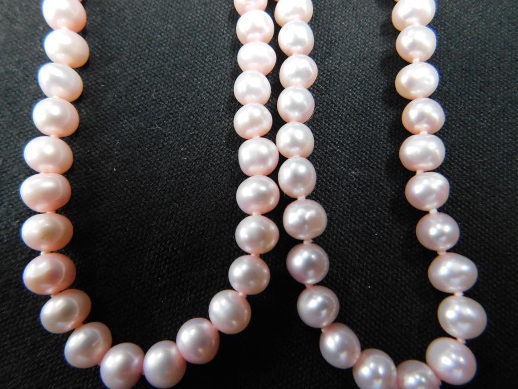 14K Clasps - 2-18" Pink Pearl Necklaces - 5