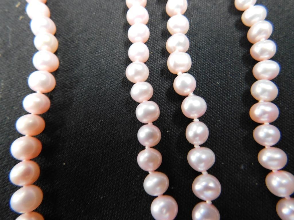 14K Clasps - 2-18" Pink Pearl Necklaces - 6